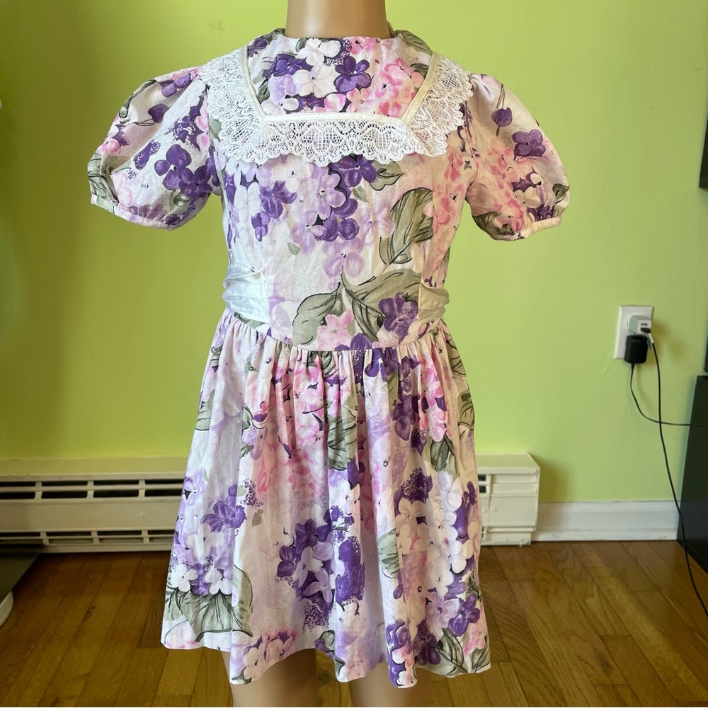 VINTAGE ROANNA MULTICOLORED FLORAL PRINT COLLARED DRESS SIZE 4